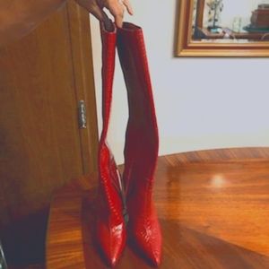 RED SAM EDELMAN HEELED BOOTS